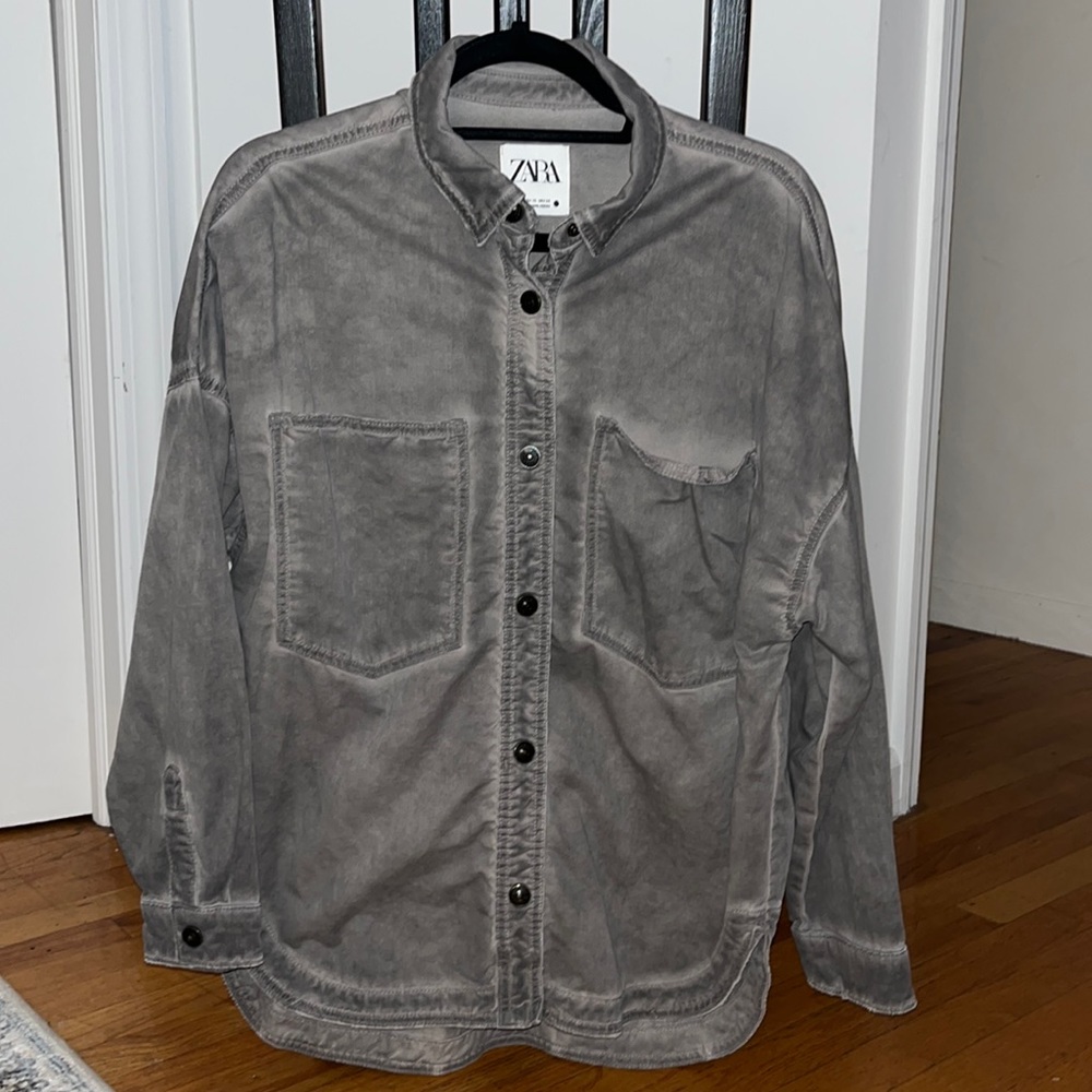 Zara Charcoal Gray Button Up